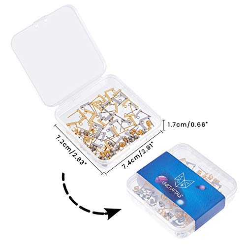 UNICRAFTALE Hypoallergenic Stud Earring with Loop 40 Pieces Rectangle Earring with Ear Nut 0.8mm Pin Stainless Steel Earring Posts for DIY Earrings Jewelry Making
