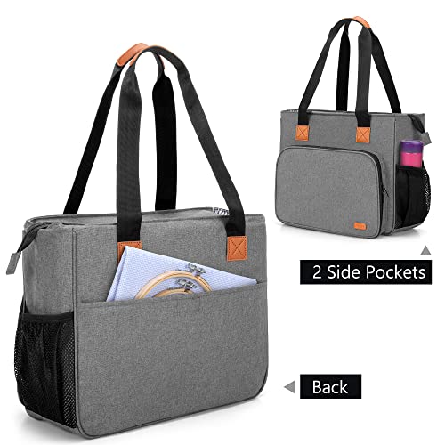 Luxja Embroidery Project Carrying Bag, Embroidery Kits Storage Bag (Bag Only), Gray