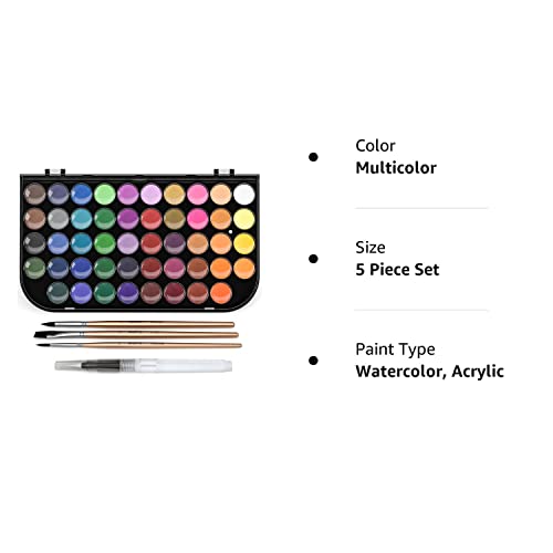 Nicpro Watercolor Paint Set, 48 Water Colors Kit with 3 Squirrel Brushes, Palette, Watercolor Pen, Non-toxic Painting Supplies for Kids, Adults, Students, Beginners and Artists