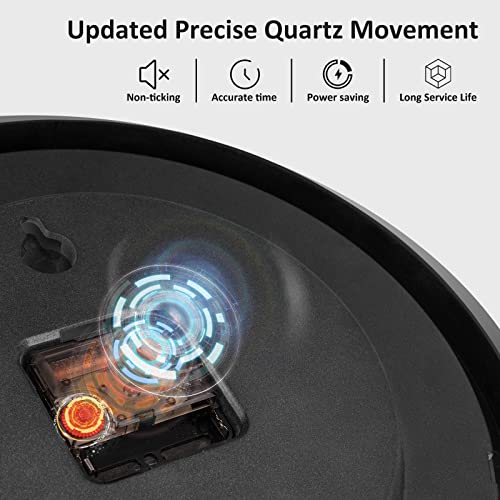 HIPPIH 2 Pack Silent Wall Clock, 10 Inch Non Ticking Quiet Digital Sweep Decorative Battery Operated Wall Clocks for Living Room Bedroom Kitchen School Office Decor, Black