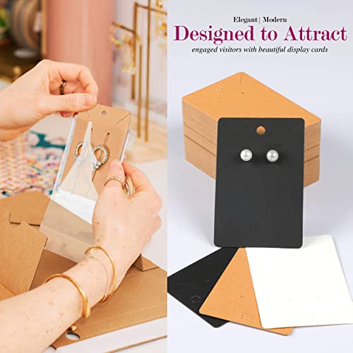 KLEANSE 3.5 x 2.3 inches Earring Cards for Selling - 150 Pack of Earring Display Cards with Self 150 Sealing Bags - Earring Packaging Supplies for Small Business - Necklace Cards, (Multi Color)