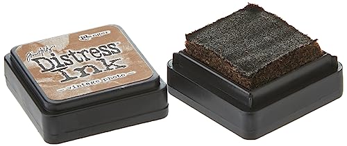 Ranger THoltz Ink Set 3 Tim Holtz Distress InkSet, Mini (Four 1x1 inch Pads), Antique Linen, Vintage Photo, Walnut Stain, and Black Soot, 4 Count