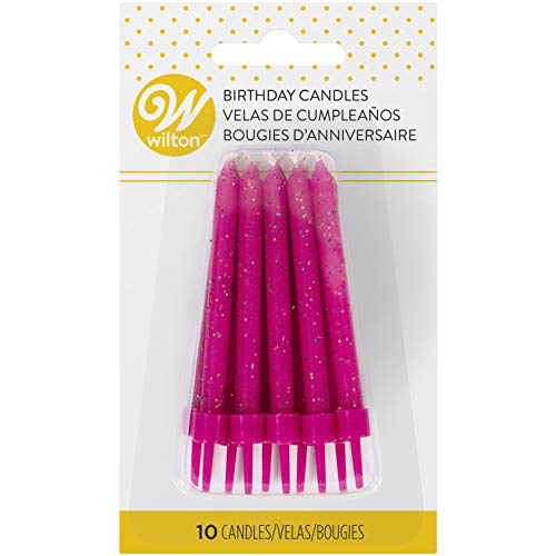 Wilton Birthday Glitter Candles - PINK (Set of 10)