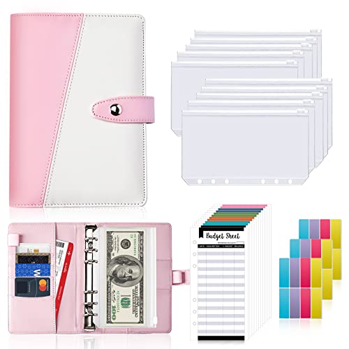 Soomeet Budget Binder, Cash Envelopes For Budgeting, A6 Budget Binder With Zipper Envelopes, Budget Binder for Budgeting with 12Pcs Budget Planner with Cash Envelopes