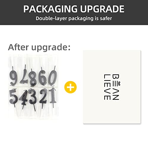 Beanlieve Black Numeral Birthday Candles - Cake Numeric Candles Number 0 1 2 3 4 5 6 7 8 9,Used for Cake Decoration on Birthday Parties and Wedding Anniversary Celebrations(10 Pieces)