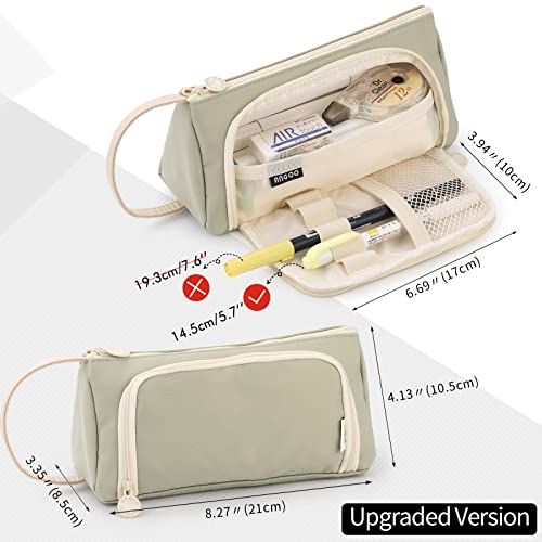 EASTHILL Big Capacity Pencil Case High Large Storage Pouch Marker Pen Case Simple Stationery Bag School College Office Organizer for Teens Girls-Light Green