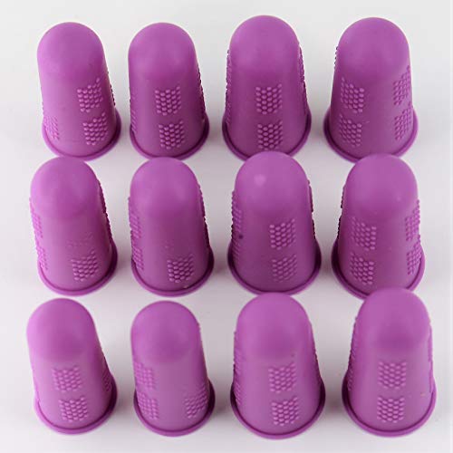 Finger Protectors [Flex Series - 12-Pack] Silicone Non-Stick Finger Covers | Purple | Small (6) / Medium (6) for Hot Glue | Sewing | Adhesives | Scrapbooking