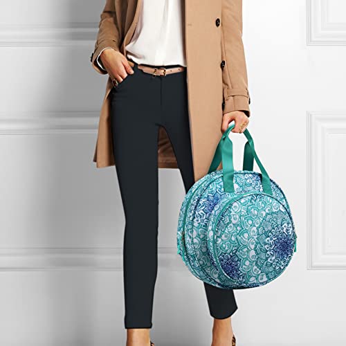 FINPAC Embroidery Project Bag, Embroidery Supplies Storage Carrying Tote Case with Multiple Pockets for Embroidery Floss, Embroidery Hoops, Thread, Stitch Tools Kit [Bag Only] - Emerald Illusions