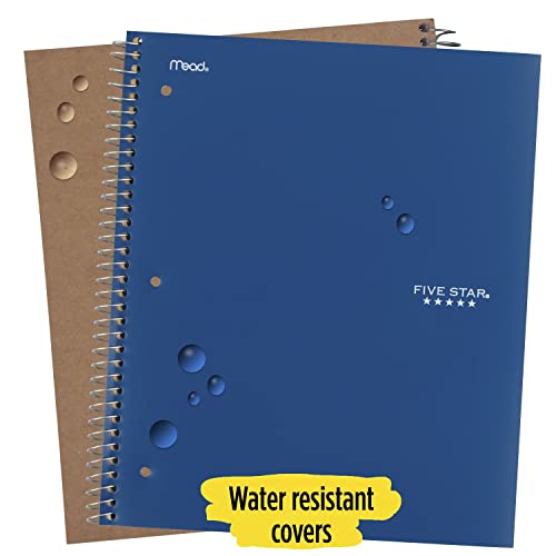Five Star Spiral Notebook + Study App, 6 Pack, 1-Subject, College Ruled Paper, Fights Ink Bleed, Water Resistant Cover, 8-1/2" x 11", 100 Sheets, Color Will Vary (38052)