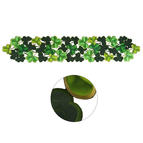 Simhomsen Embroidered Irish Clover Table Runner for St. Patrick’s Day, Spring Decorations (14 x 34 inches)