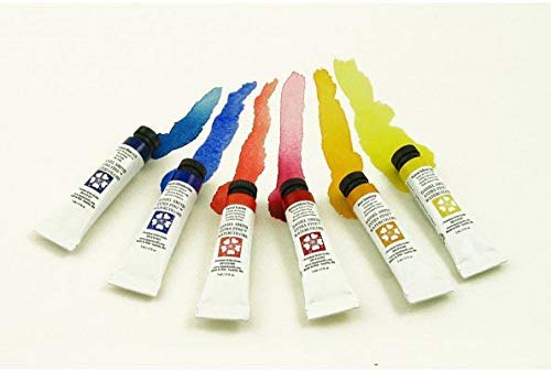 DANIEL SMITH 285610005 Extra Fine Essentials Introductory Watercolor, 6 Tubes, 5ml, Blue/Transparent/Yellow, 0.17 Fl Oz (Pack of 6)
