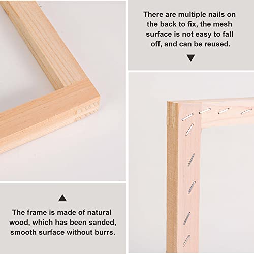 Pllieay 26Pcs Screen Printing Starter kit, 3 Different Size Wood Silk Screen Printing Frames with 110 Mesh, Screen Printing Squeegees, Inkjet Transparency Film, Ink Knife, Mask Tape, Fine Glitter