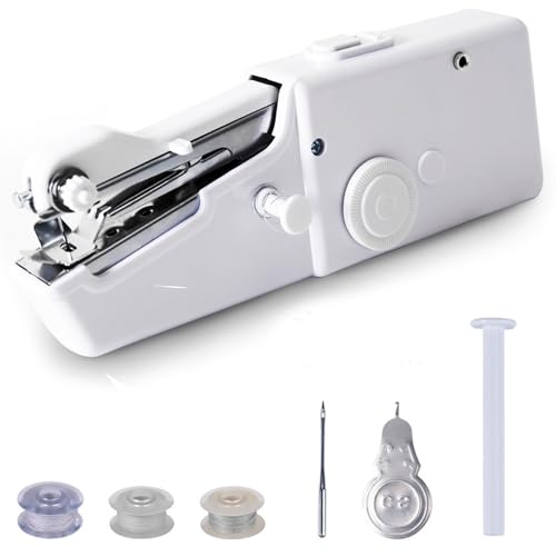 Handheld Sewing Machine, Sewing Machine for Beginners, Battery and USB Operated Mini Sewing Machines, Easy to Operate Portable Sewing Machine for Beginners(White)