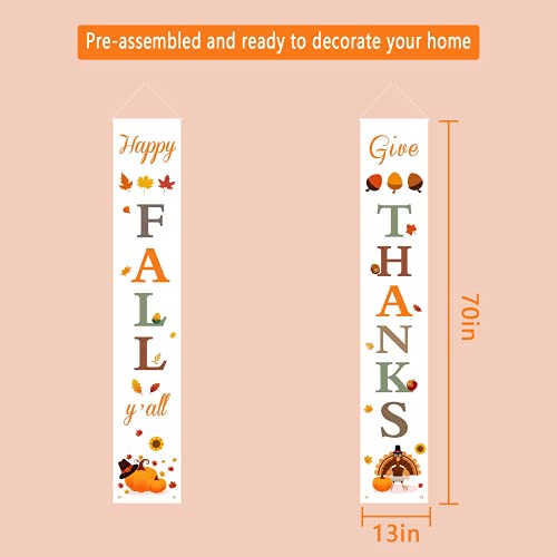 DAZONGE Fall Decorations for Home | Thanksgiving Decorations | Happy Fall Y'all & Give Thanks Porch Banners for Thanksgiving, Fall Autumn Decor