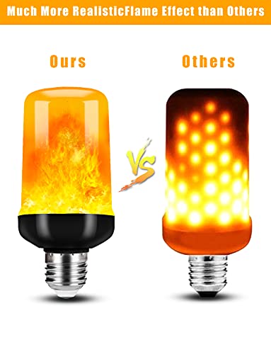 Hompavo 【Upgraded】 LED Flame Light Bulbs Halloween Decorations, 4 Modes Flickering Light Bulbs with Upside Down Effect, E26/E27 Base Flame Bulb for Christmas Party Home Indoor & Outdoor (2 Pack)