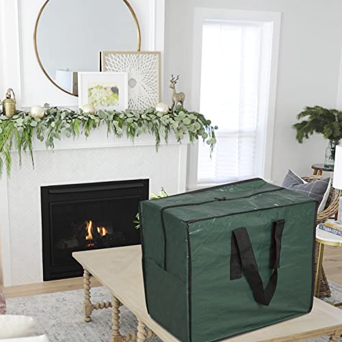 ProPik Christmas Ornaments Storage, Holiday Accessories Bag Tear-Proof Tarp 18 X 10 X 15 with Handles and Full Length Zipper (Green)