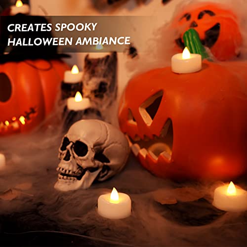 LED Candles, Tea Lights Candles Battery Operated Bulk, 24-Pack Long-Lasting 150 Hours Flameless Tealight Candles, Realistic Tea Lights for Halloween Christmas Wedding Table Decor, 1.5'' D X 1.25'' H