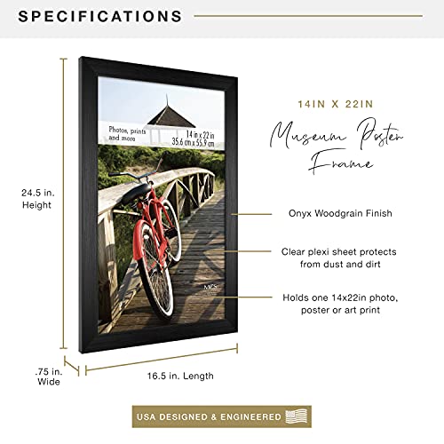 MCS Museum Poster Frame, Onyx Woodgrain, 14 x 22 in, Single