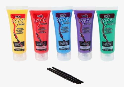 Tulip Soft Fabric Paint Primary, 0.9 Ounce (Pack of 5), Multicolor, 4 Fl Oz