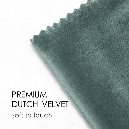 Vitalizart Dusty Green Velvet Ribbon Set 3/8"" x 15Yd Wooden Spool Fabric Trim Eco-Friendly 3 Rolls * 5Yd for Christmas Wreath Decoration Handmade Craft Ornaments Gift Wrapping & Bow Making