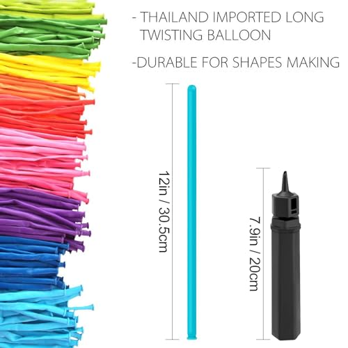 Latex Twisting Balloons, 260 N Balloons Kit for Balloon Animals with 2 Pumps, Professional Long Balloons to Make Animal for Birthday Party Clowns Wedding Decorations 100 Pcs