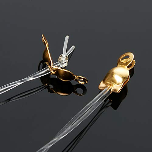 1400 Pieces Beads Tips Knot Covers Clamshell Crimp Tips Beads Set Jewelry Making Beads for Jewelry Making Tips Knot Covers Clamshell Fold-Over Bead Covers for DIY Bracelets Necklaces (Multicolor)