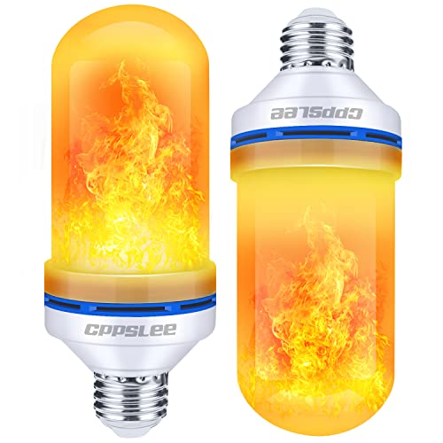 CPPSLEE LED Flame Light Bulbs, 4 Modes Fire Light Bulbs, E26 Base Flame Bulb, Halloween Decorations Outdoor Indoor Home, Halloween Lights Bulbs (Yellow, 2 Pack)