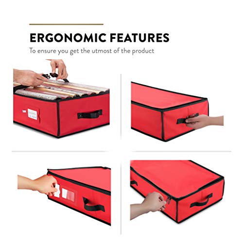 ZOBER Premium Wrap Organizer, Interior Pockets, fits 18-24 Standers Rolls, Underbed Storage, Wrapping Paper Storage Box and Holiday Accessories, 40” Long - Tear-Proof Fabric