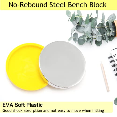 Steel Bench Block and Metal Stamping Hammer Kit, No-Rebound Metal Bench Block, Jewelry Stamping Hammer, Jewelry Metal Stamping Tools for Jewelry Making & Metal Stamping