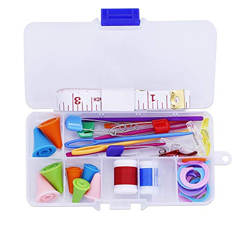 381 Pieces Stitch Ring Markers and Colorful Knitting Crochet Locking Counter Stitch Needle Clips + Weaving Tools Knitting Kits with 3 Storage Boxes