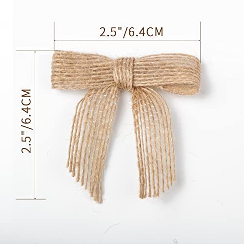 7Rainbows 30pcs Boutique 2.5" Burlap Ribbon Bows Craft Twist Tie Bows for Tying Up Packages Gift Wrapping Christmas Tree