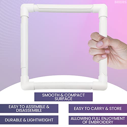 11 Inch Plastic Embroidery Hoop - White Plastic Sewing Hoops Hand Embroidery Hoops Embroidery Snap Frame - Snap Needlework Frame Cross Stitch Frame Square Embroidery Hoop for Cross Stitching, Quilting