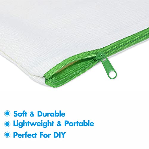 15 Pieces Canvas Colorful Zipper Bags, DIY Craft Bags Travel Canvas Makeup Pouches for Cosmetic Toiletry Stationery Storage (Beige, 8.3” x 4.7”) …