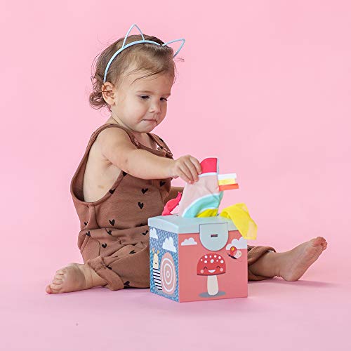 Taf Toys Sensory Crinkle Tissue Box for Toddlers. STEM Montessori Toy with Colorful Soft Scarves and Crinkling Blankies