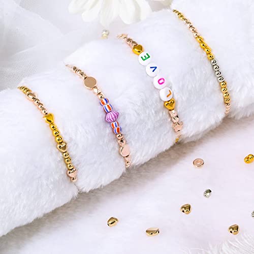 2160 Pieces Gold Spacer Beads Set, Assorted Round Star Gold Beads for Bracelet Jewelry Making(Gold, Sliver, Rose Gold, KC Gold)