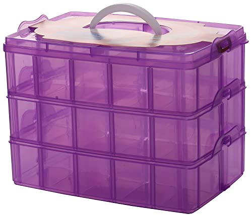 Sooyee Bead Organizer,3-Tier Craft Organizers and Storage,Stackable Storage Containers with 30 Compartments Dividers for Washi Tape,Toy,Hair Accessories,Art Supplies,Fishing Tackle,Purple