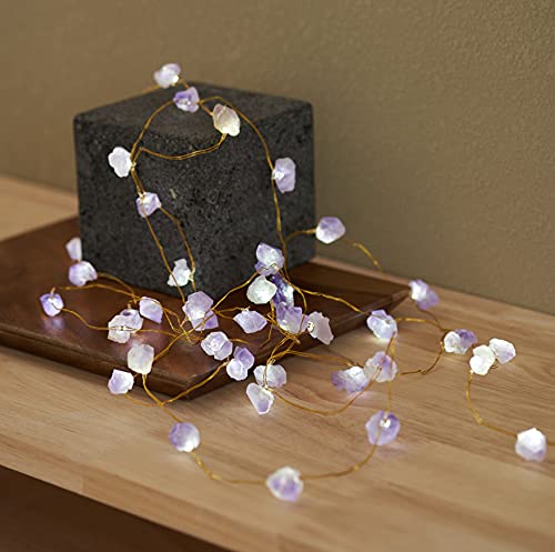 MIYA LIFE Natural Amethyst Raw Stones USB/Battery Powered 10FT 40 LEDs with Remote/Timer for Meditation Wedding Valentine's Day Present Bedroom Christmas Party Birthday Ornament