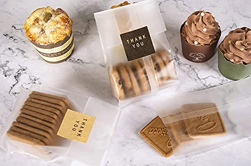 LOKQING Cellophane Treat Bags Cookie bags for Packaging Clear Gift Bags with Stickers for Cookies,Candy,Chocolates(100PACK,9x3.2inch)