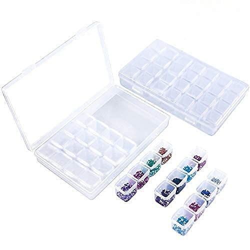 Perzomido 2 Pack 28 Slots Plastic Craft Organizer Case Diamond Storage Box(2pcs)