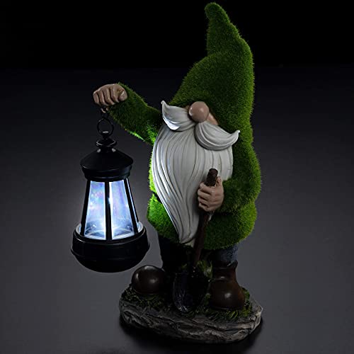 VP Home Earnest Flocked Garden Gnome with Lantern Solar Powered LED Outdoor Decor Light Great Addition for Your Garden Solar Powered Light Garden Gnome Christmas Decorations Gifts