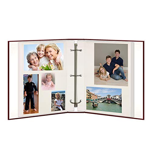 Magnetic Self-Stick 3-Ring Photo Album 100 Pages (50 Sheets), Burgundy Red