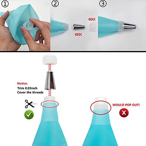 Piping Bags and Tips Set, Supplies for Baking with Reusable Pastry Bags and Tips, Standard Converters, Silicone Rings, cake decorating Tools for Cookie Icing, cake, Cupcake