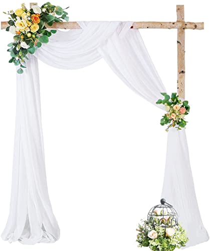 Wedding Arch Draping Fabric,2 Panel 28" x 19Ft White Wedding Arch Drapes Sheer Backdrop Curtain for Wedding Ceremony Party Ceiling Decor