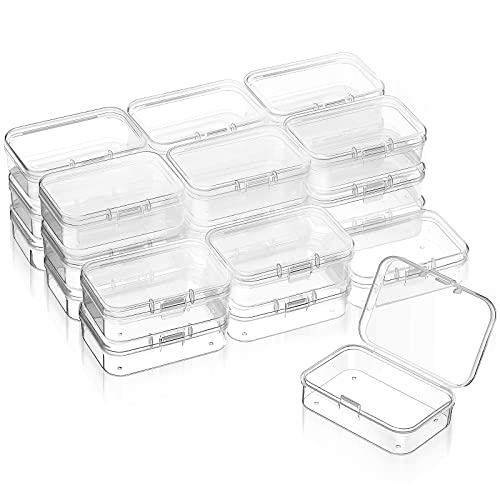 SATINIOR 24 Packs Small Clear Plastic Beads Storage Containers Box with Hinged Lid for Storage of Small Items, Crafts, Jewelry, Hardware (2.5 x 1.7 x 0.8 Inches)