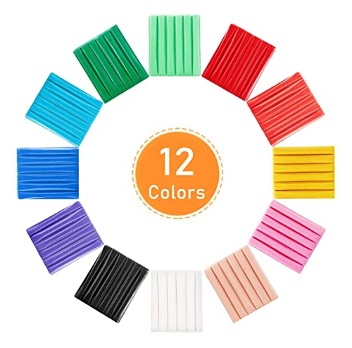 CiaraQ Small Modeling Clay Set, 12 Colors Safe & Non-Toxic Oven Bake Polymer Clay Starter Kit for Kids/Beginners