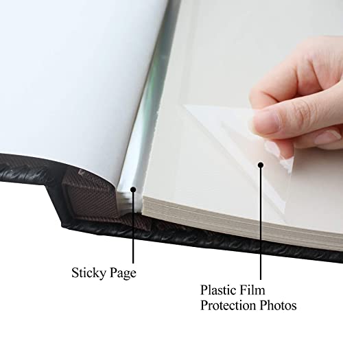 Beautyus Photo Album Book, Family Album, Leather Cover, Holds 3x5, 4x6, 5x7, 6x8, 8x10 Photos (Brown)