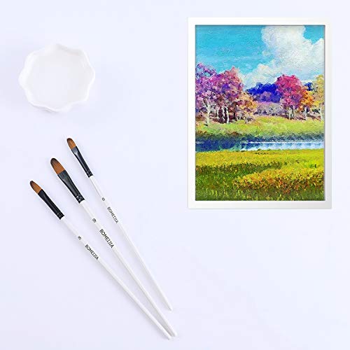 GETHPEN Filbert Paint Brushes Set, 12 PCS Artist Brush for Acrylic Oil Watercolor Gouache Artist Professional Painting Kits with Synthetic Nylon Tips White