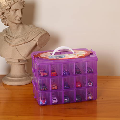 Sooyee Bead Organizer,3-Tier Craft Organizers and Storage,Stackable Storage Containers with 30 Compartments Dividers for Washi Tape,Toy,Hair Accessories,Art Supplies,Fishing Tackle,Purple