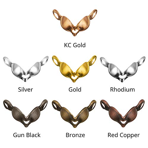 1400 Pieces Beads Tips Knot Covers Clamshell Crimp Tips Beads Set Jewelry Making Beads for Jewelry Making Tips Knot Covers Clamshell Fold-Over Bead Covers for DIY Bracelets Necklaces (Multicolor)