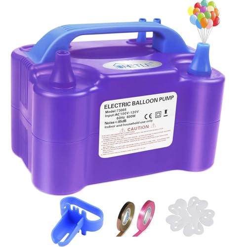 Electric Balloon Pump Portable Balloon Pump Electric Air Balloon Pump Electric Balloon Inflator, Balloon Decorations for Birthday Parties, Weddings, Festivals and Party（Purple）